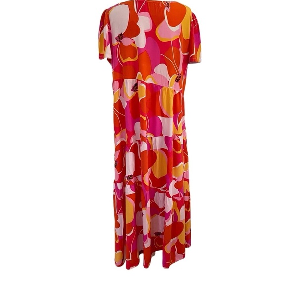 Anrabess Vibrant Floral Women's Tiered Dress Size L Flowy Comfy Vacation Spring - Picture 3 of 6